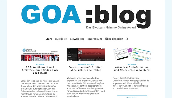 Screenshot GOA: Blog